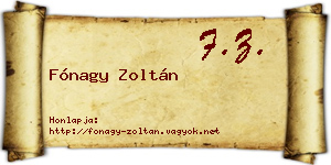 Fónagy Zoltán névjegykártya